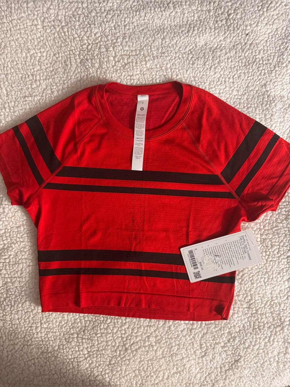 lululemon athletica Red Crop Top with Black Stripes